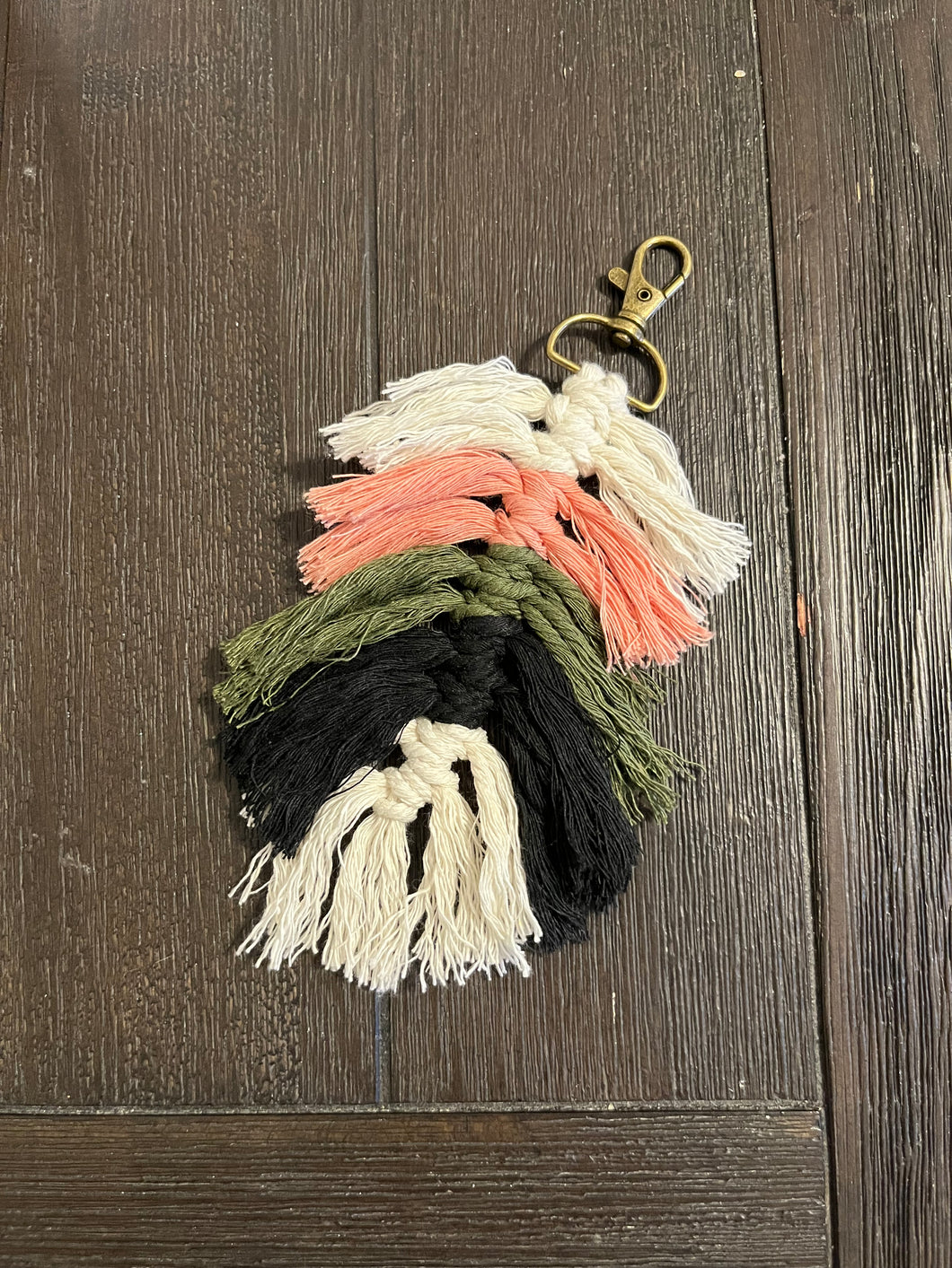 Multi-Color Macrame Feather Keychain