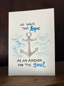 "Hope as an Anchor for the Soul" Hand-Painted Watercolor Greeting Card